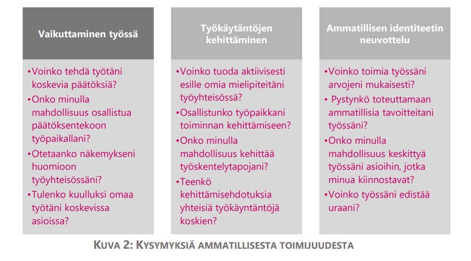 Ammatillisen toimijuuden kysymyksiä